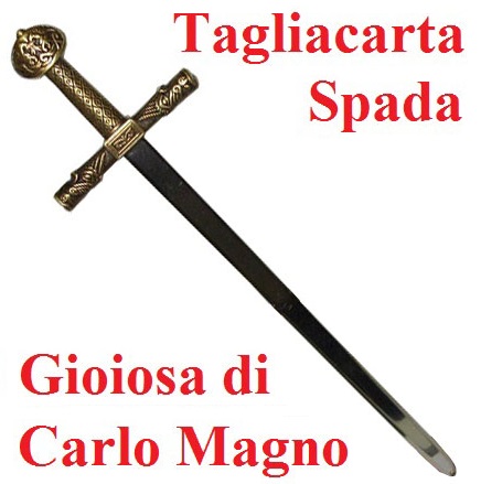 Tagliacarte spada gioiosa dell' imperatore carlo magno - mini spada storica da collezione .